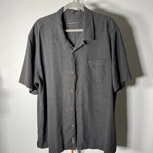 Tommy Bahama Grey Silk-Blend Short-Sleeve Button-Up SZ XL